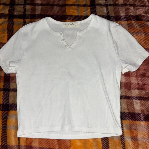 Live To Be Spoiled Women's White Crop-top - Picture 1 of 3